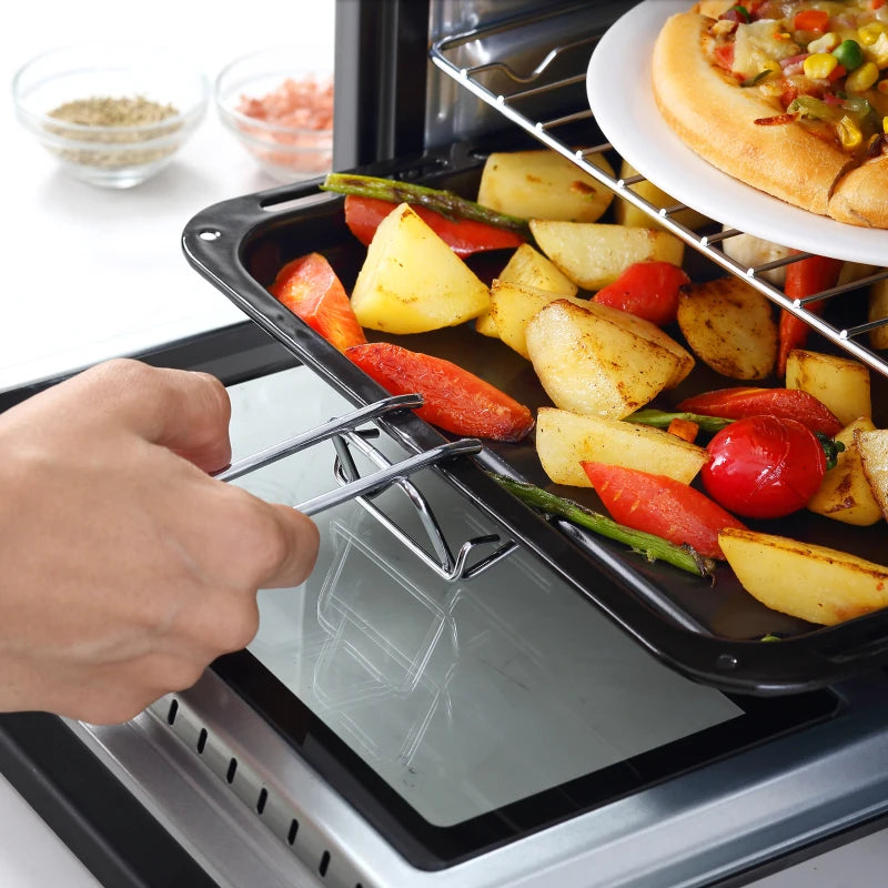 16L Mini Countertop Oven - 1400W, Stylish Black/Silver Design, Perfect for Baking, Broiling, and Toasting - Compact Kitchen Appliance