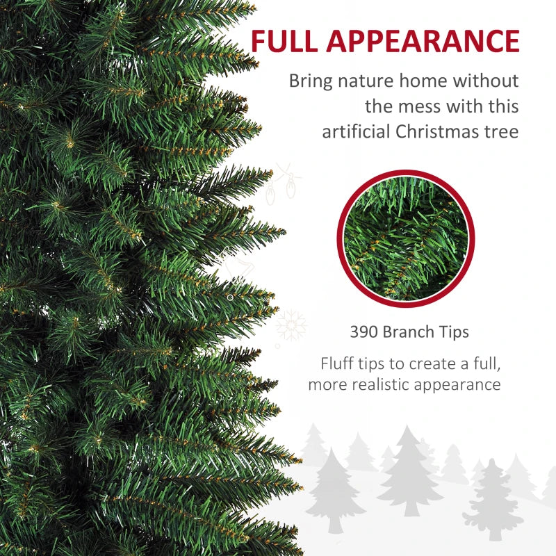7ft Unlit Pencil Slim Artificial Christmas Tree - Realistic Green Branches with Sturdy Stand for Holiday Decor