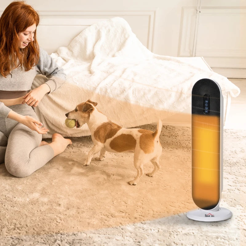 Indoor Ceramic Space Heater with Remote Control Oscillation Timer and Safety Features 1200W 2000W White