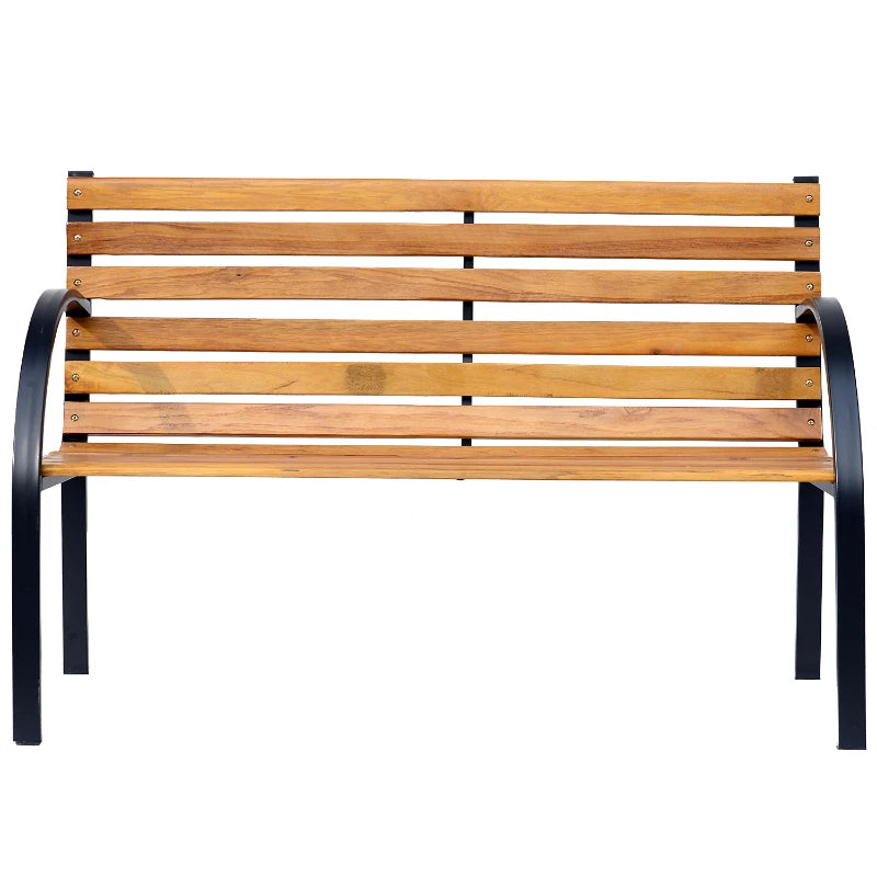 Steel and Wood Garden Bench - 122x60x80 cm, Outdoor Seating