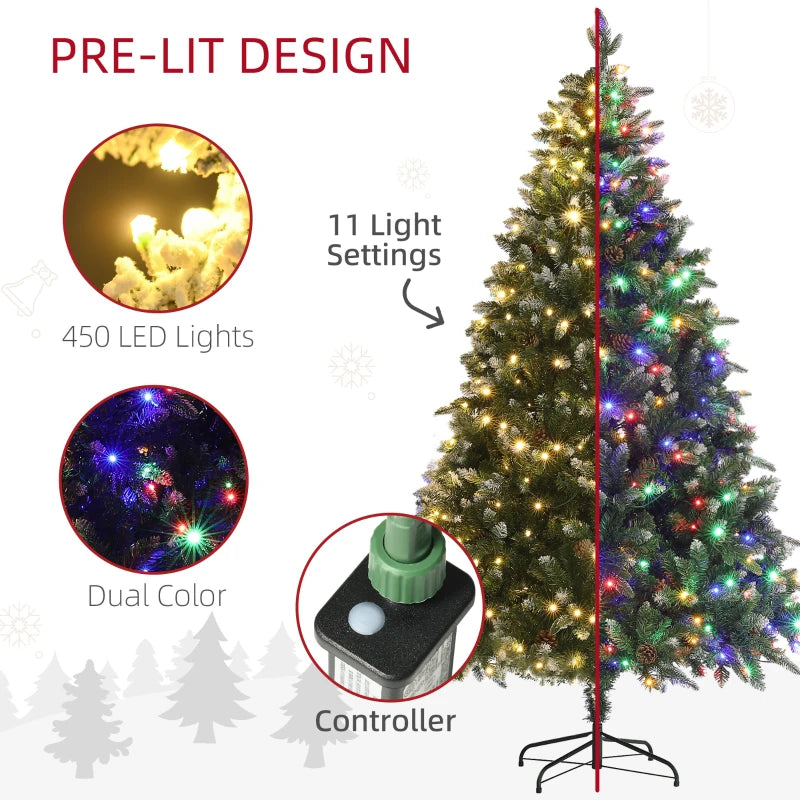 7ft Pre-Lit LED Artificial Christmas Tree with Base - Perfect Holiday Decoration for Home & Office