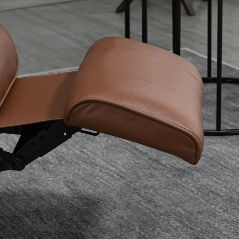 Brown Faux Leather Reclining Armchair with Footrest - 145° Adjustable Backrest for Ultimate Comfort