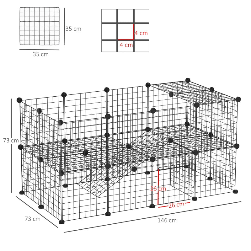 DIY Metal Wire Pet Playpen - 36 Panel Indoor/Outdoor Enclosure for Rabbits & Small Animals - Black Fence