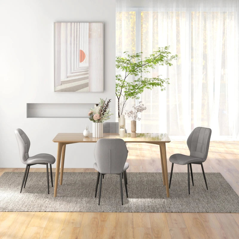 Set of 4 Light Blue Flannel Relaxed Tub Dining Chairs - Comfortable, Stylish Seating for Home or Restaurant