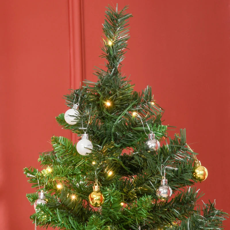 1.8m Pre-Lit Artificial Christmas Tree with 200 LED Lights, Decorative Balls & Metal Stand - Perfect Holiday Décor