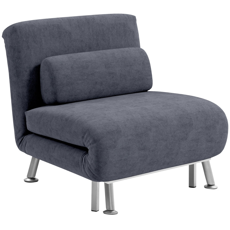 Charcoal Grey Velvet-Feel Sleeper Chair for Stylish and Comfortable Seating Solutions