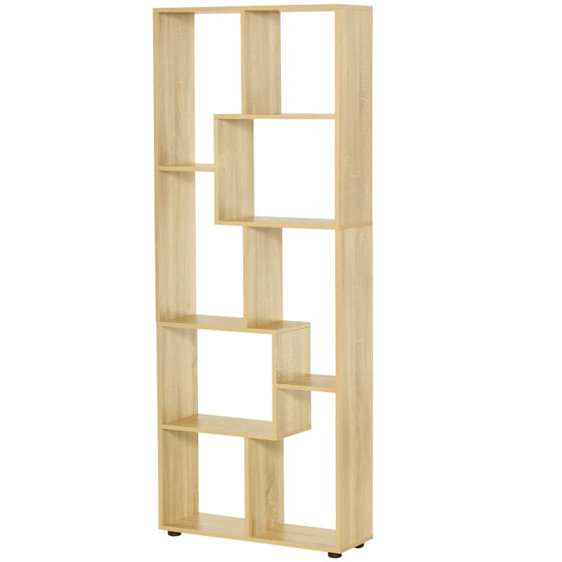 Modern Tall Bookshelf - 8 Cube Storage Unit, Freestanding Room Divider for Living Room, Bedroom & Home Office, 70x24x178 cm, Natural Finish
