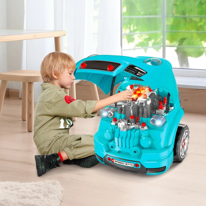 Teal Kids Truck Engine Toy Set with Horn & Light - Fun Car Key Play for Ages 3-5 Years