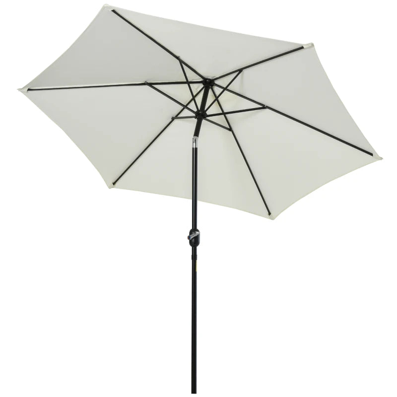 Grey 2.6M Tilt & Crank Outdoor Garden Parasol Umbrella