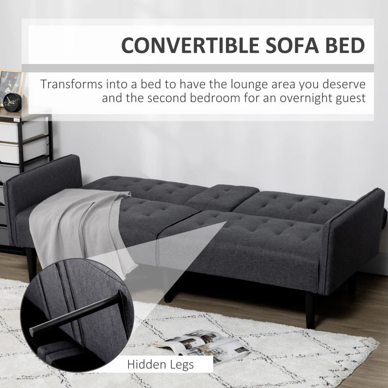 Grey Three-Seater Sofa Bed with Cupholders for Comfort and Style in Your Living Room