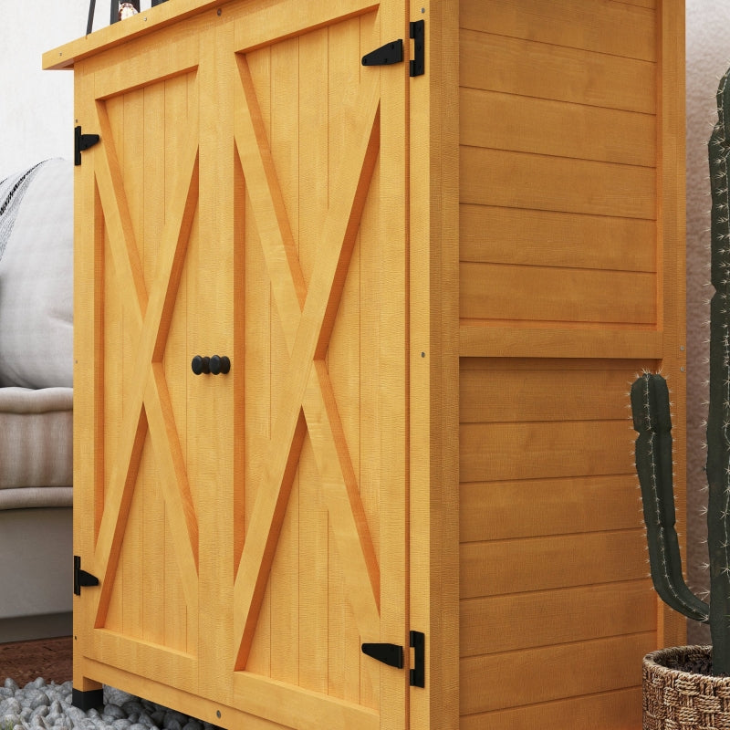 Compact Wooden Storage Shed - 46.5 x 97cm - Yellow