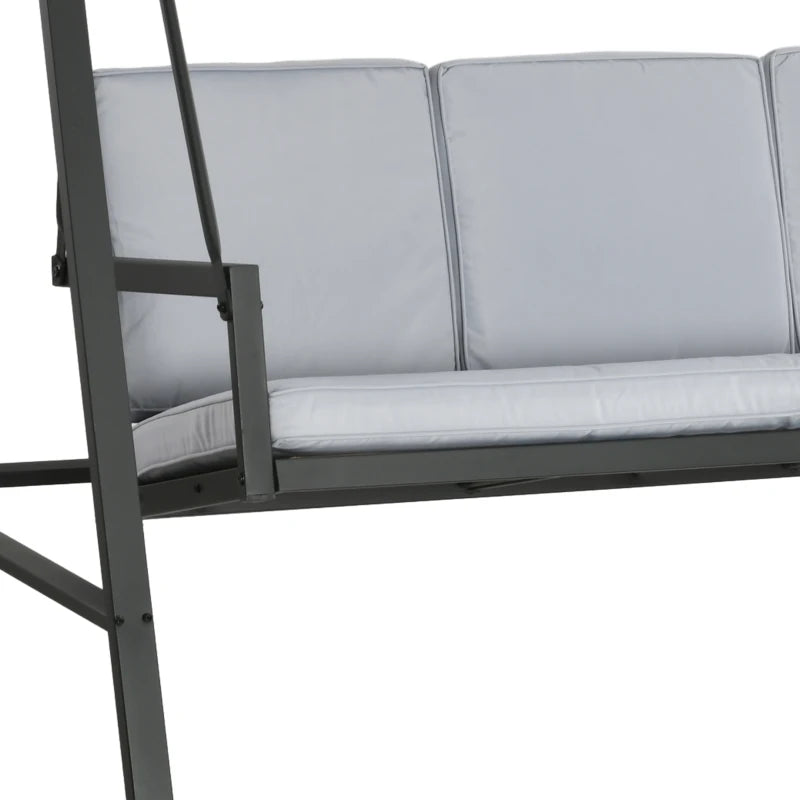 Grey 3-Seat Garden Swing Chair with Adjustable Canopy