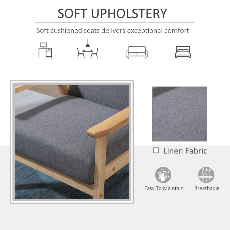 Minimalist Wooden Frame Accent Chair with Comfortable Padded Seat for Stylish Living Spaces
