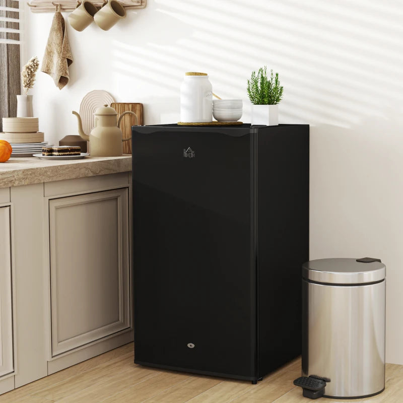 91L Freestanding Under-Counter Fridge with Lock - Stylish Black Mini Refrigerator for Home, Office, or Bar Use