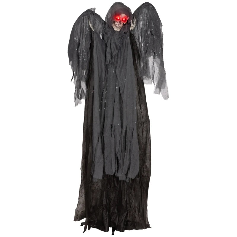 6.3" Grim Reaper Halloween Animatronic with Glowing Eyes - Spooky Decor for Haunted House & Halloween Parties