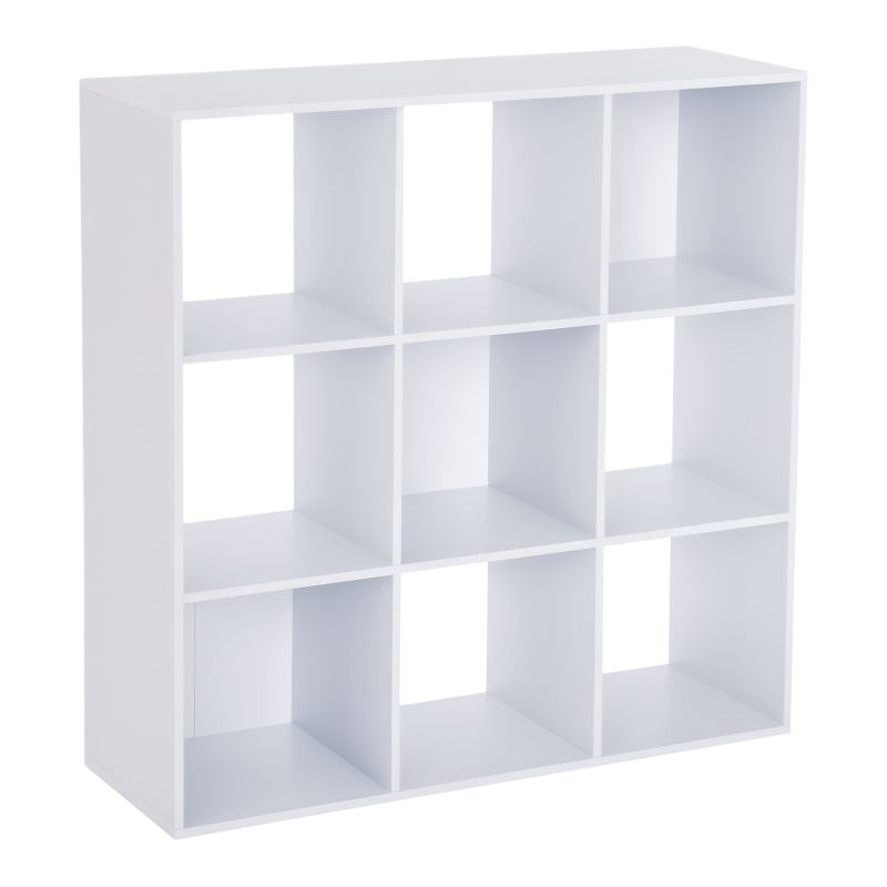 Stylish Nine-Cube Storage Shelf in White - Versatile Organizer for Home, Office, and Kids' Rooms - Perfect for Display and Storage