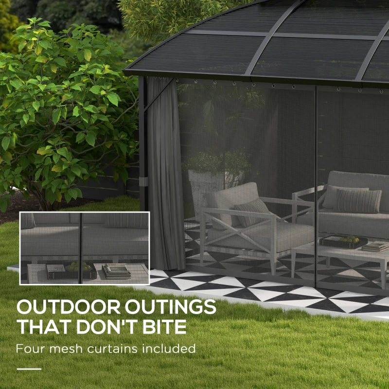 Black Aluminium Framed 4m x 3m Hard Top Gazebo