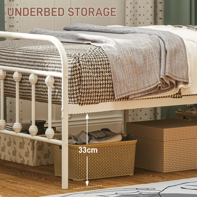 Minimalist White Metal Bed Frame - Stylish, Durable, Modern Design for Bedroom - Twin, Full, Queen Sizes Available