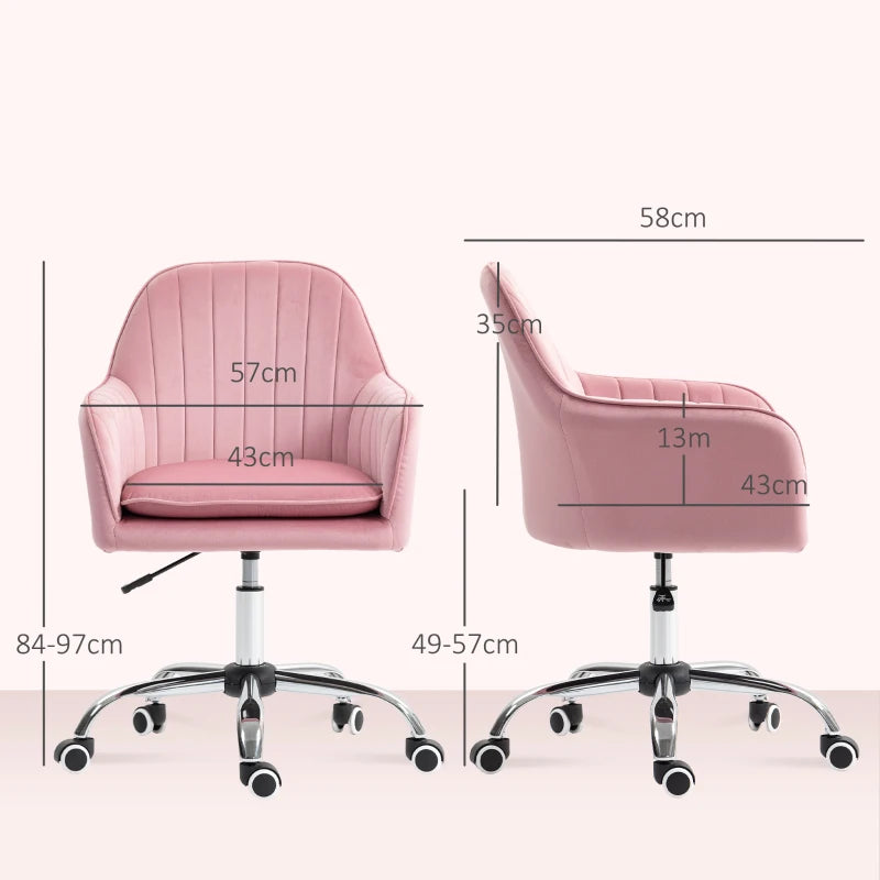 Stylish Dark Pink Velvet-Feel Tub Office Chair with Comfortable Seat Cushion - Perfect for Home or Office Decor