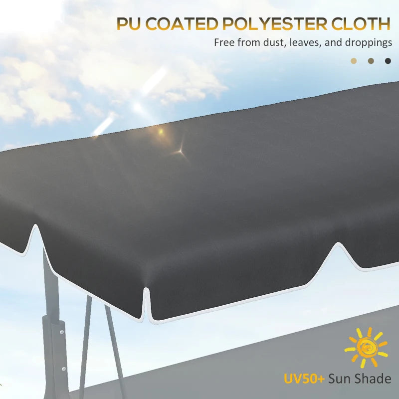 Black Garden Swing Canopy Replacement Cover, UV50+ Sun Shade (Canopy Only)