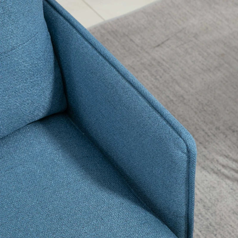 Modern Button Tufted Armchair with Cushions and Steel Legs - Dark Blue Accent Chair for Living Room or Guest Room