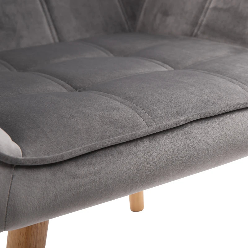Stylish Accent Chair with Wide Arms and Slanted Back for Bedroom or Living Room Seating in Grey