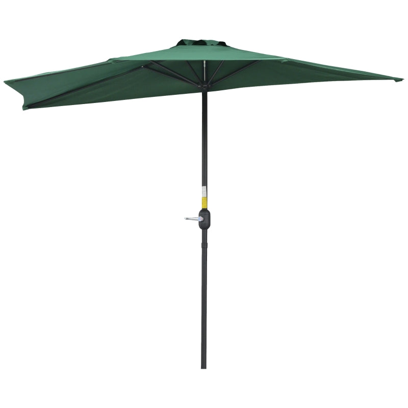 Green 2.7m Half Garden Parasol with 5 Steel Ribs