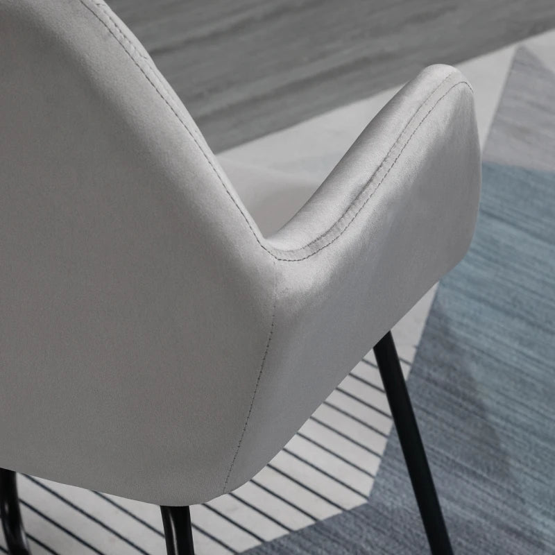 Modern Upholstered Accent Chair with Metal Base for Living Room in Grey - Stylish Armchair for Home Decor