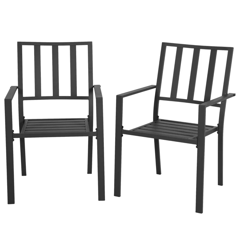 Black Metal Garden Chair Set - 2 Pack