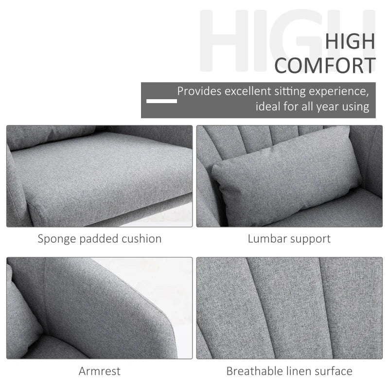 Contemporary Swivel Linen Accent Chair with Adjustable Height and Lumbar Support for Living Room and Office, Light Grey