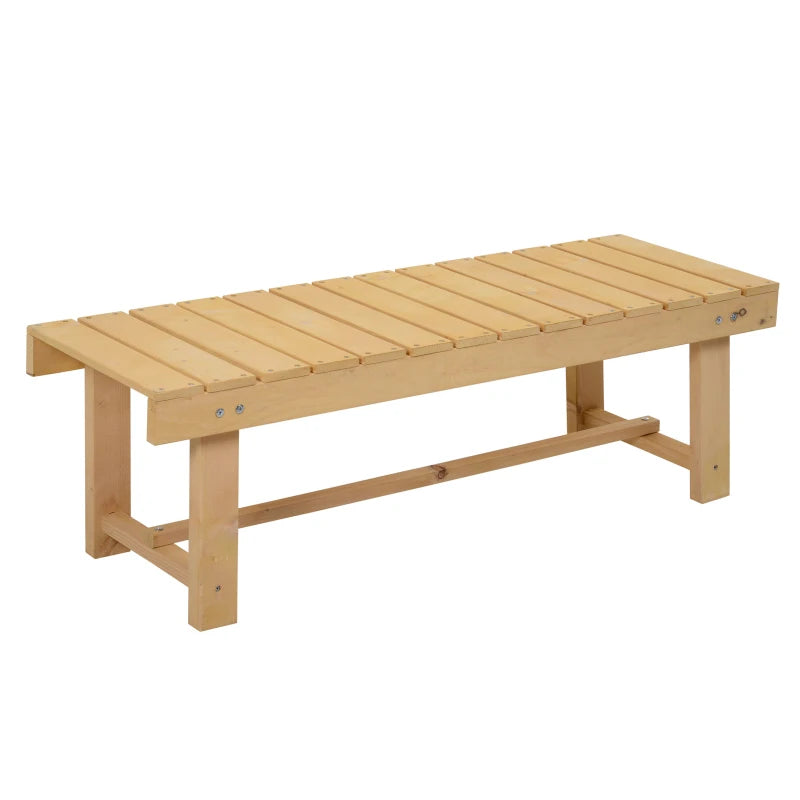 Natural Fir Wood 2-Seater Garden Bench 110x38x35 cm