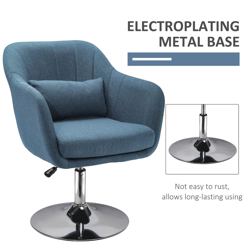Contemporary Swivel Linen Fabric Accent Chair with Adjustable Height and Lumbar Support for Living Room or Office