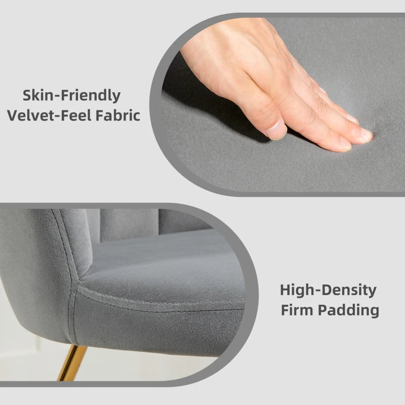 Velvet-Feel Lotus Petal Accent Chair in Grey for Stylish Home Decor