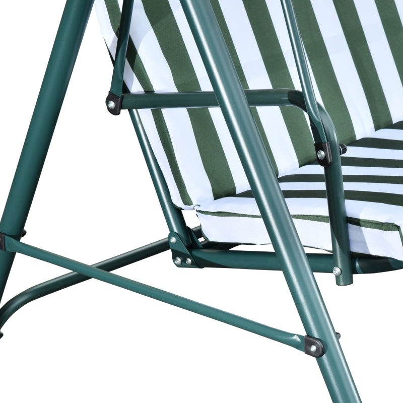 Green Padded 3-Seater Garden Swing Chair with Adjustable Canopy