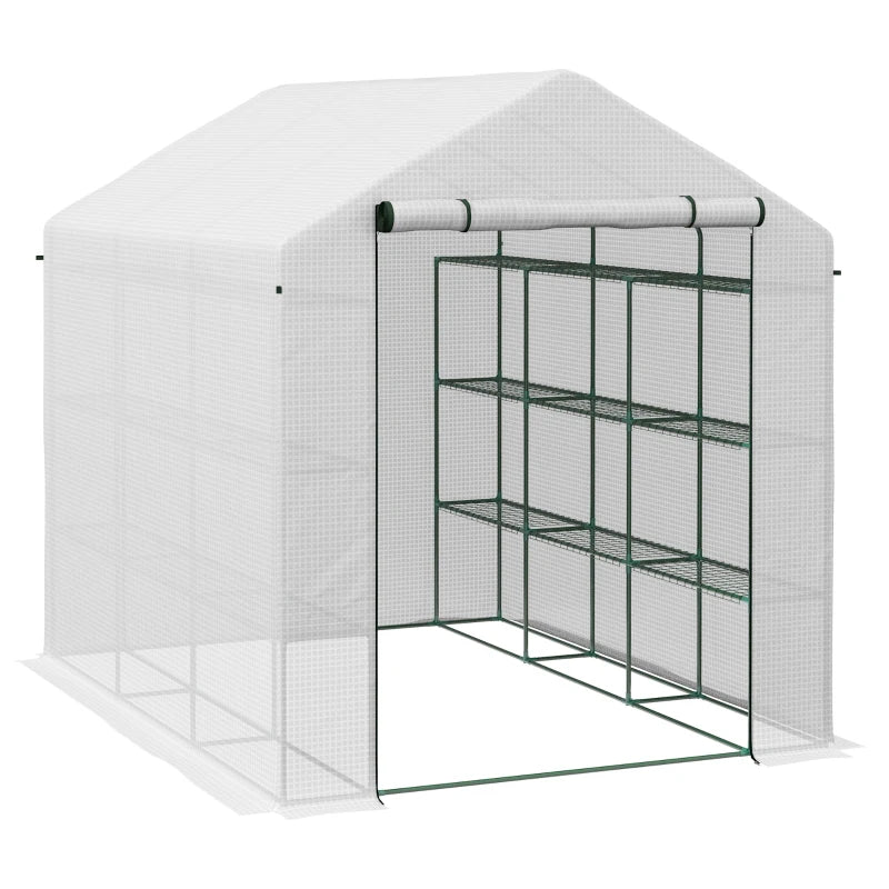 Spacious 8 x 6ft Walk-In Greenhouse with Shelves