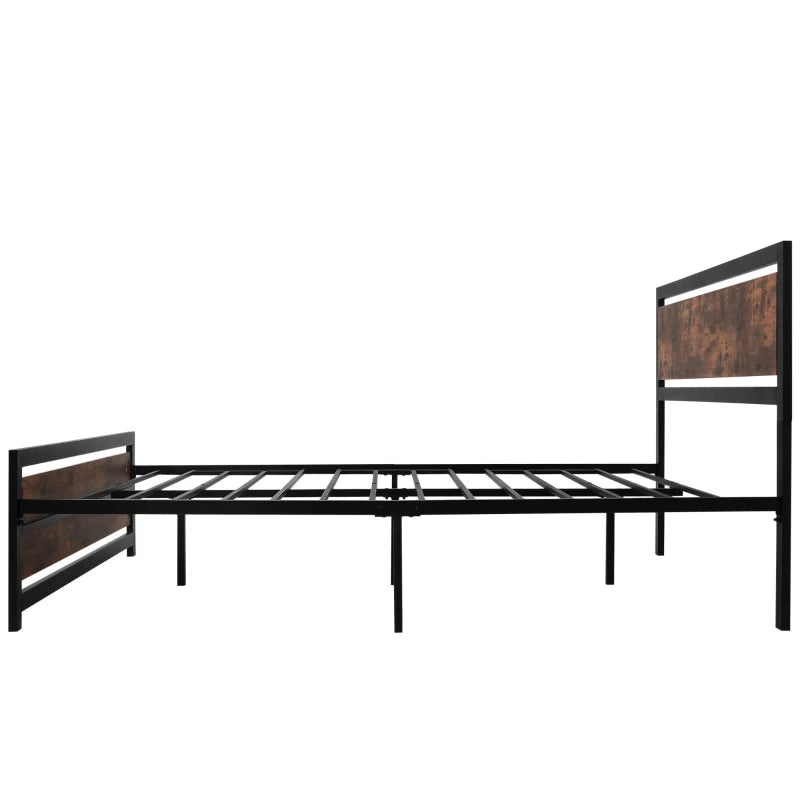 King Size Metal Bed Frame with Headboard & Footboard - Sturdy Slat Support & Underbed Storage - Stylish Bedroom Furniture for Adults