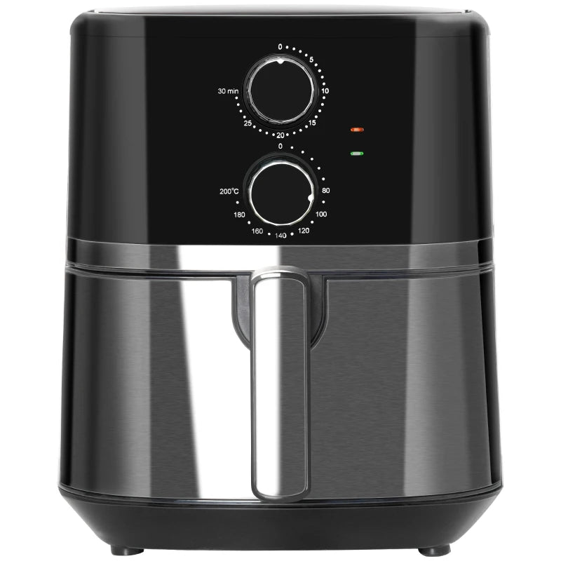 4.5L Black Air Fryer Oven - 1500W Rapid Air Circulation, Adjustable Temp & Timer, Nonstick Basket for Healthy Cooking