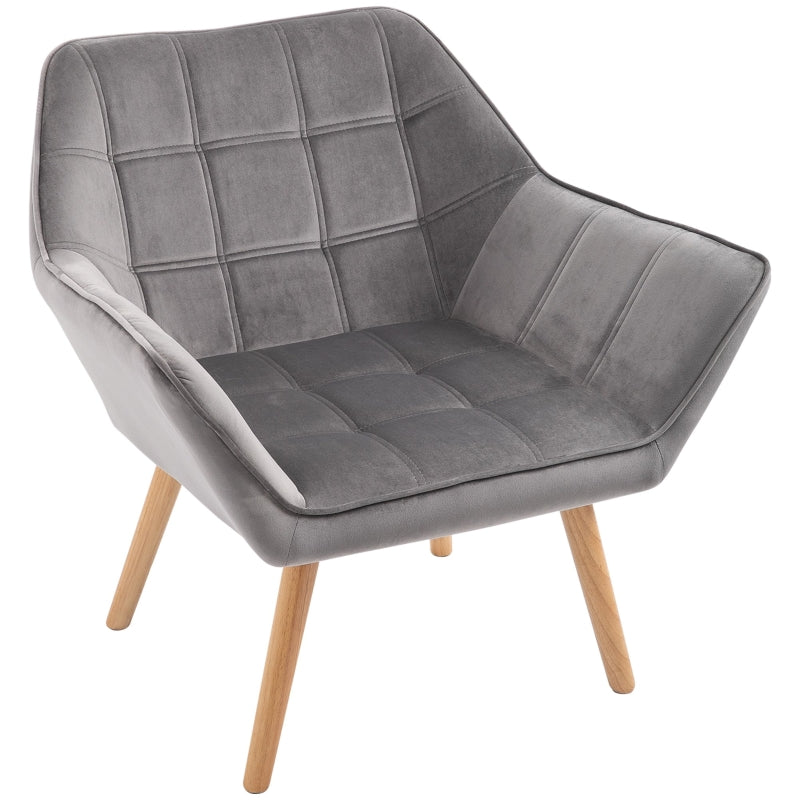 Stylish Accent Chair with Wide Arms and Slanted Back for Bedroom or Living Room Seating in Grey