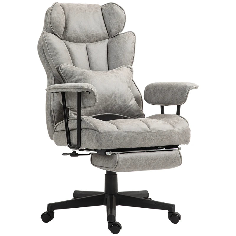 Ergonomic Office Chair with 6-Point Massage & Heat, Reclining Function, Lumbar Support, Foot Rest, Height-Adjustable, Grey