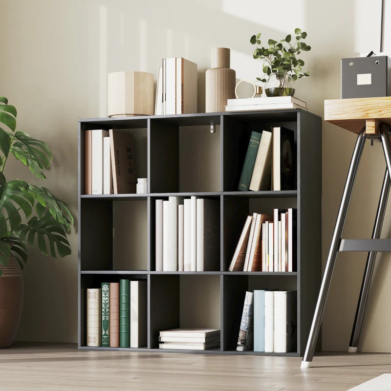 Stylish Nine-Cube Storage Shelf in Black - Versatile Organizer for Home, Office, and Kids' Rooms - Perfect for Storage Solutions