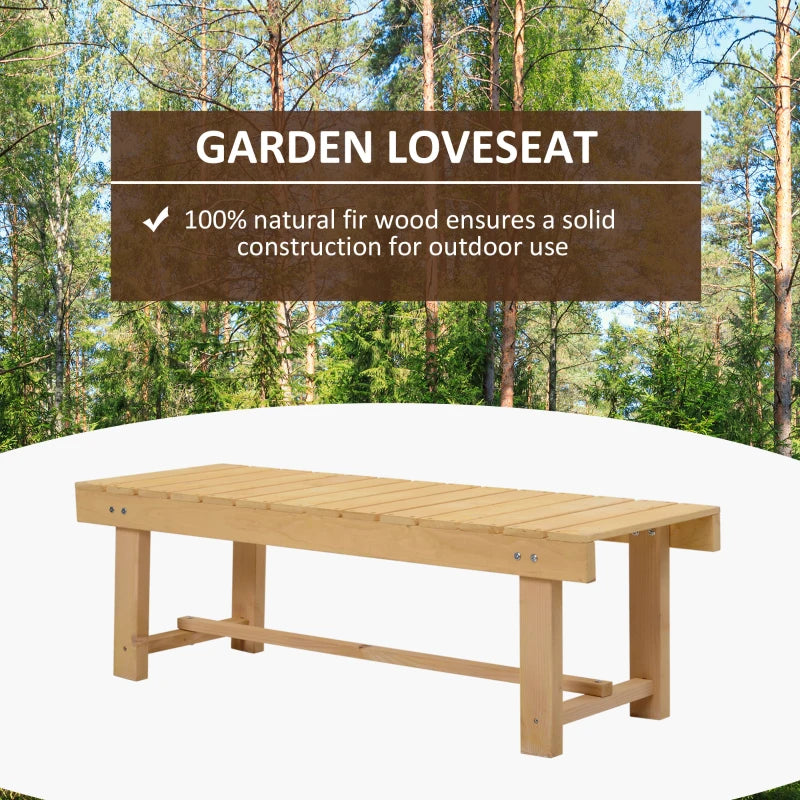 Wooden Garden Loveseat Bench - Natural Fir, 2-Seater (110L x 38W cm)