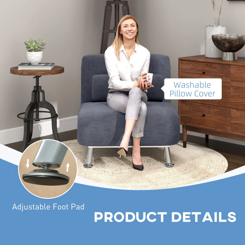 Charcoal Grey Velvet-Feel Sleeper Chair for Stylish and Comfortable Seating Solutions
