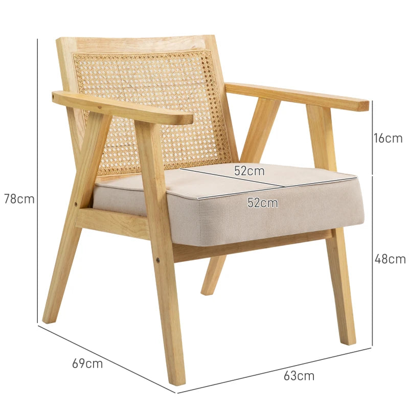 Natural Finish Wooden Rattan Weave Accent Chair for Stylish Home Decor