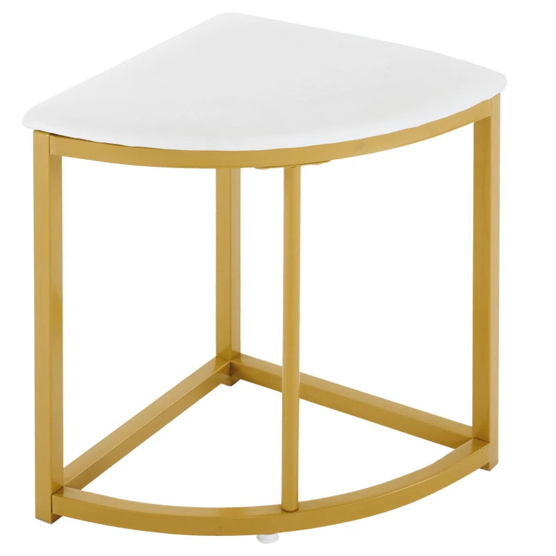5-Piece Modern Marble Dining Table & Chair Set with Gold & White Semi-Circular Stools - Space-Saving for Apartments & Restaurants