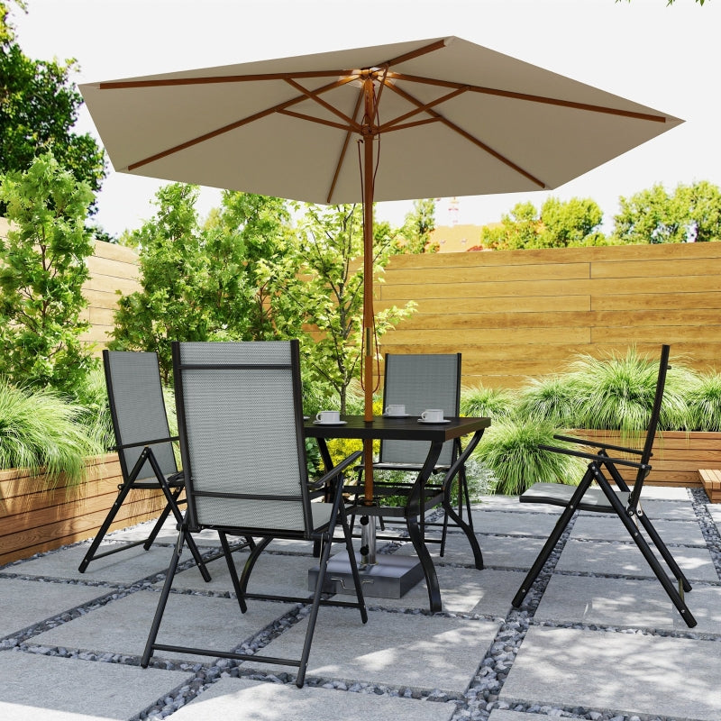 5-Piece Steel Frame Patio Set - Grey and Black - Outdoor Furniture for Garden and Balcony