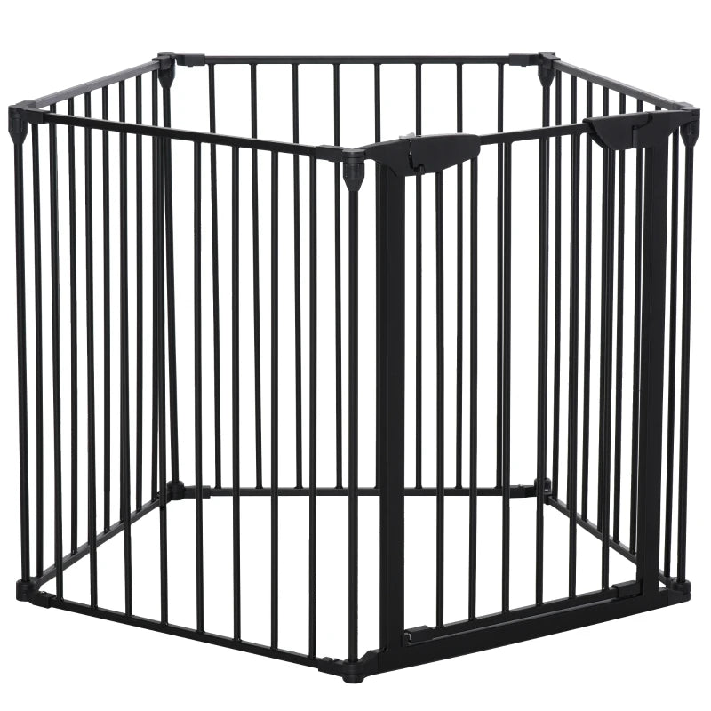 5-Panel Metal Pet Playpen with Walk-Through Door - Black Dog Fence for Indoor/Outdoor Use, Durable & Easy to Assemble