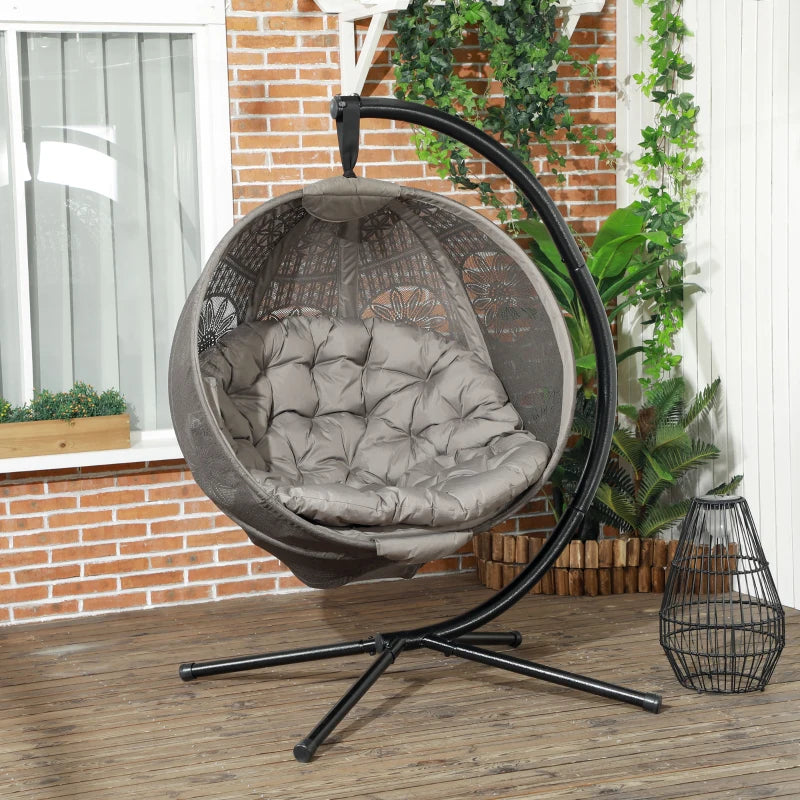 Steel Stand Round Egg Basket Chair - Black