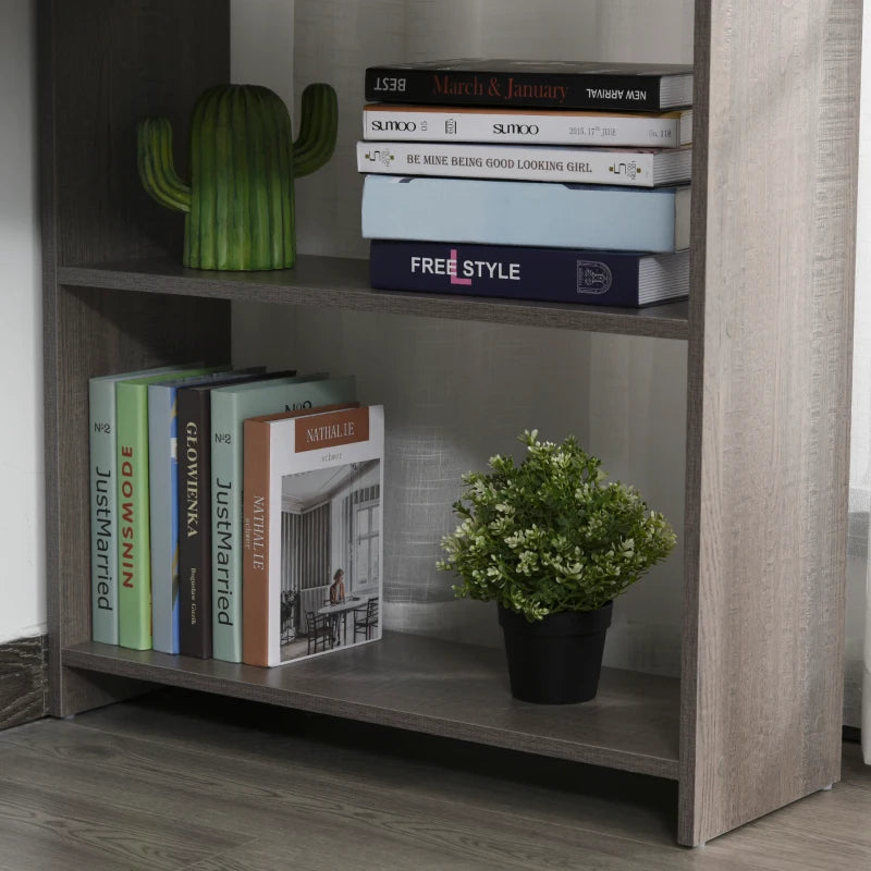 L-Shaped Corner Computer Desk with 2 Shelves, Keyboard Tray, Drawer & CPU Stand - Grey Home Office Furniture