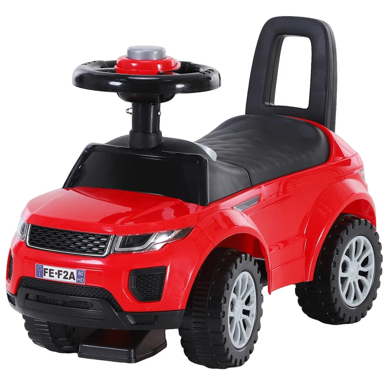3-in-1 Ride On Car for Toddlers - Foot-to-Floor Slider with Horn & Steering Wheel, Safe Design, Red, 1-3 Years