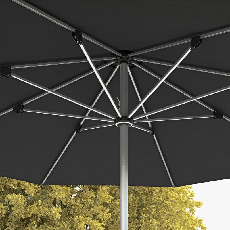 Grey 3m Solar LED Patio Umbrella